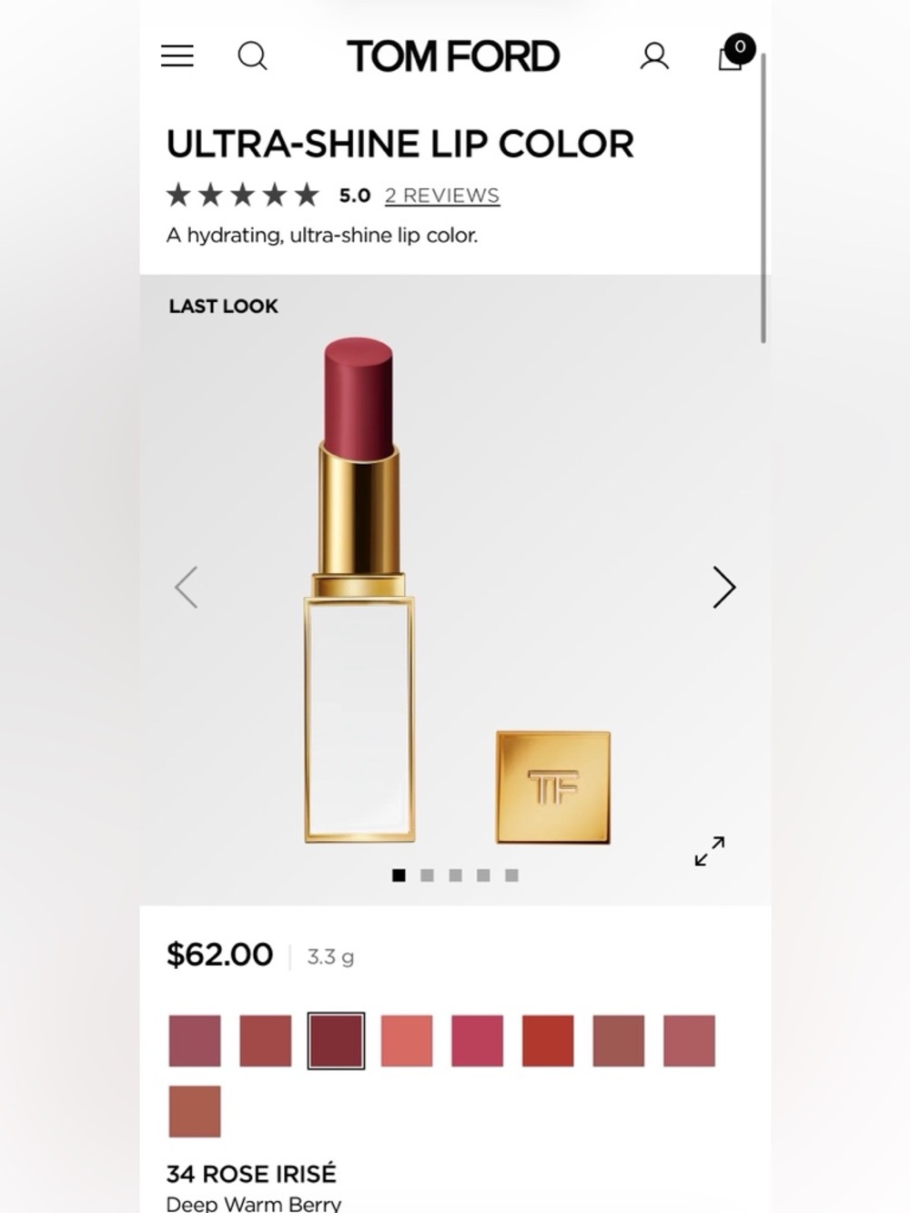 Tom Ford ULTRA-SHINE LIP COLOR rose irise 34